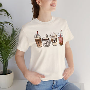 Coffee Cat Mom Women's Tee Shirt in Natural