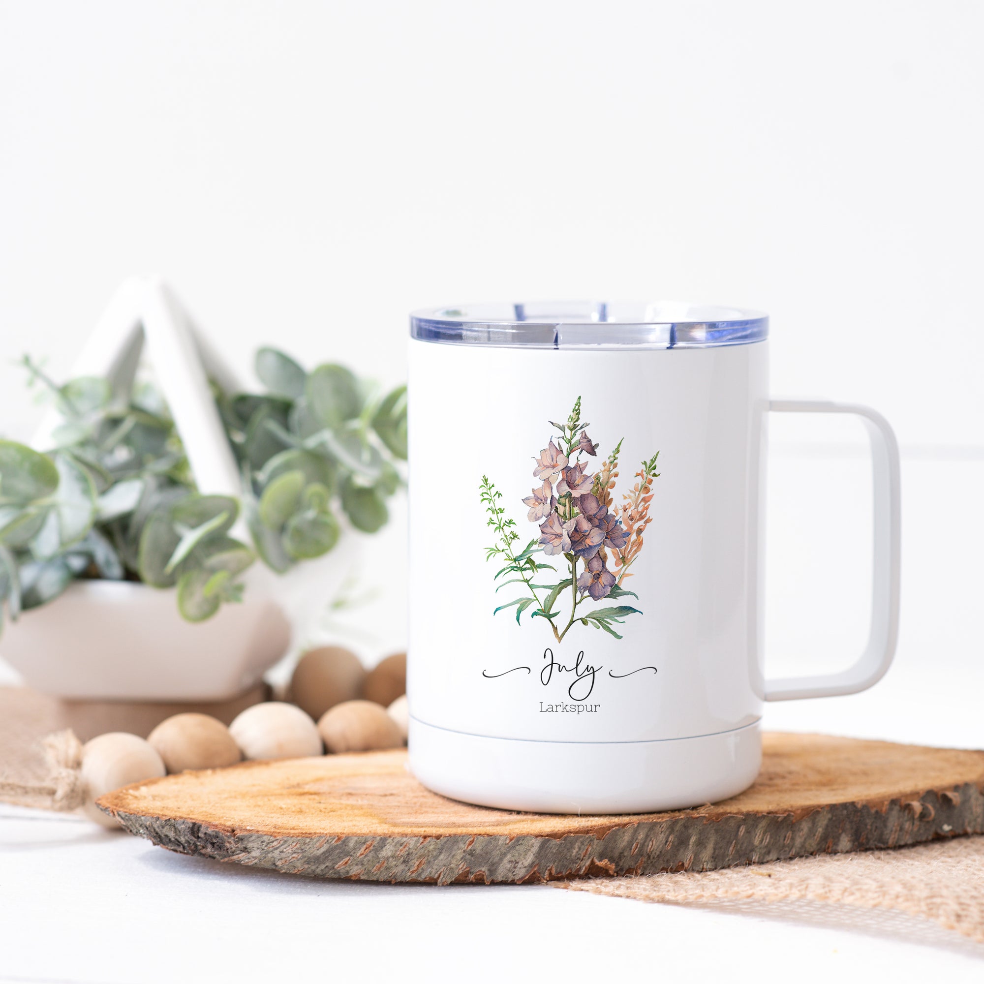 July Birth Flower Stainless Steel Cup