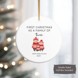 First Christmas As a Family of 3 Ornament - Three Family Design Choices