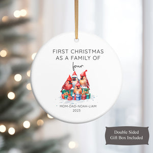 First Christmas As a Family of 4 Ornament - Three Family Design Choices