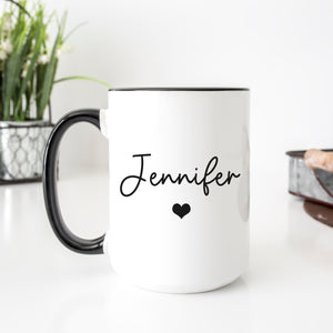Personalized Name with Small Black Heart Mug