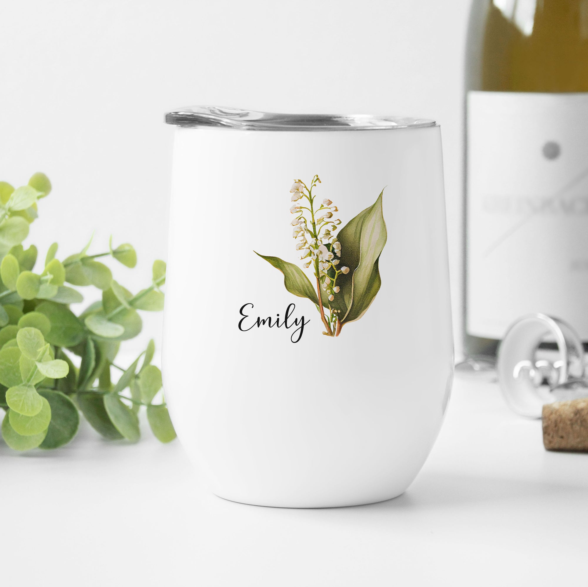 Personalized Birth Month May Flower Wine Tumbler