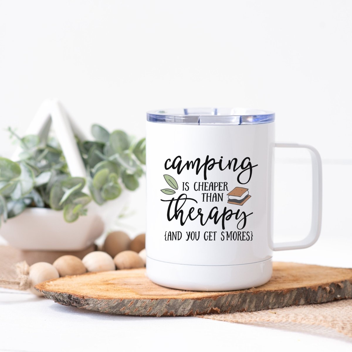 Camping is Cheaper Than Therapy Steel Coffee Cup - Zookaboo