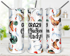 Crazy Chicken Lady Tossed Chickens Skinny Tumbler - Zookaboo