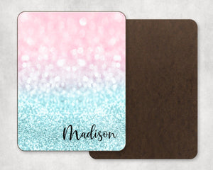 Glitter Pink to Blue Personalized Dry Erase Board - Zookaboo
