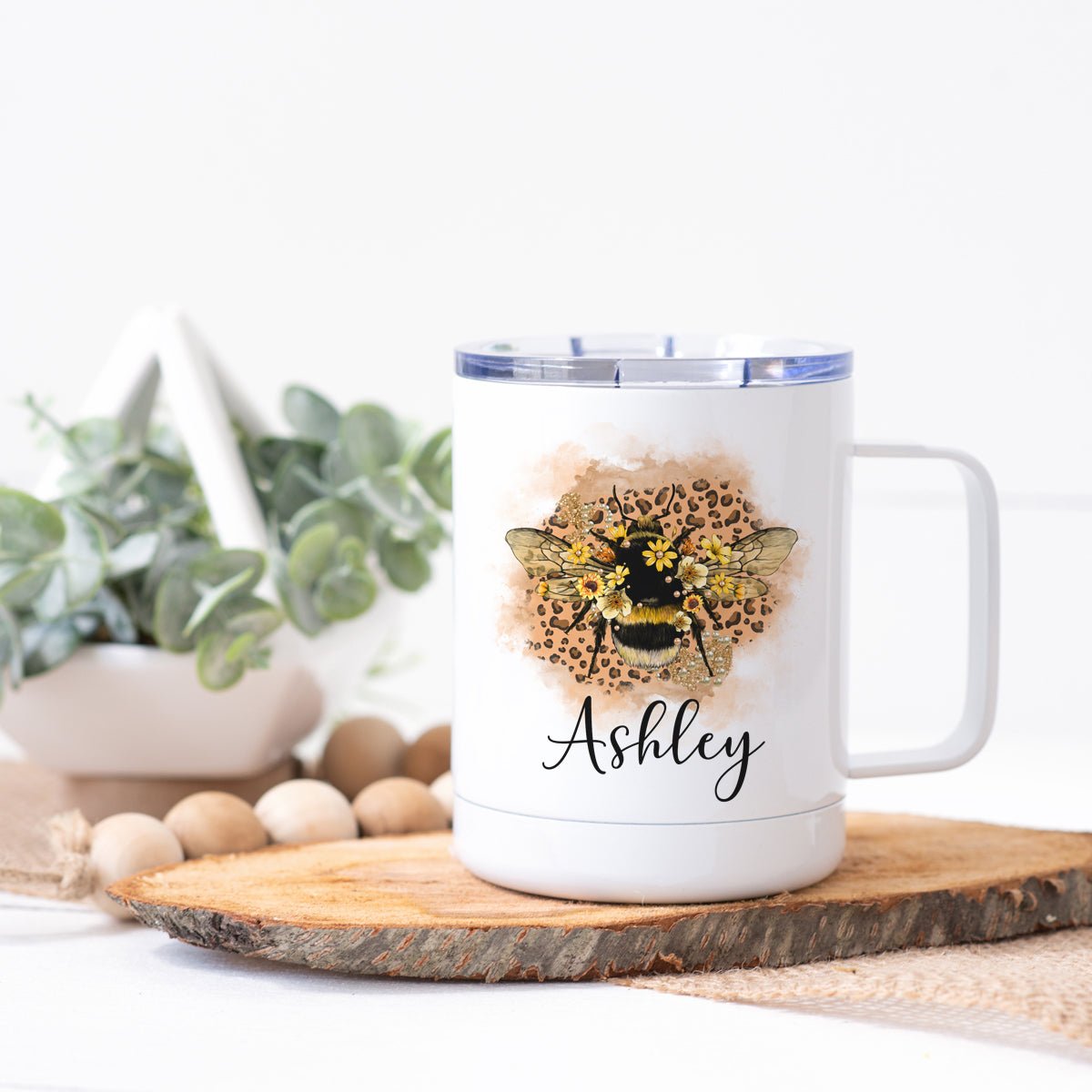 Personalized Bee Steel Coffee Cup - Zookaboo