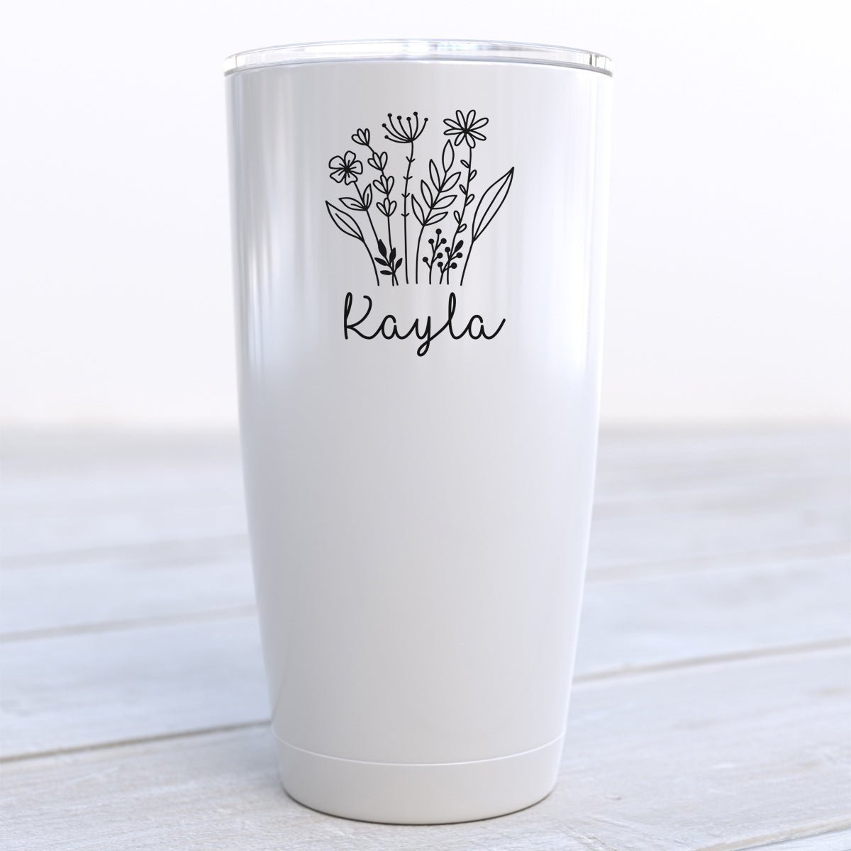 Personalized Black Floral Travel Cup - Zookaboo