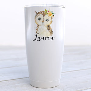 Personalized Owl Floral Travel Cup - Zookaboo