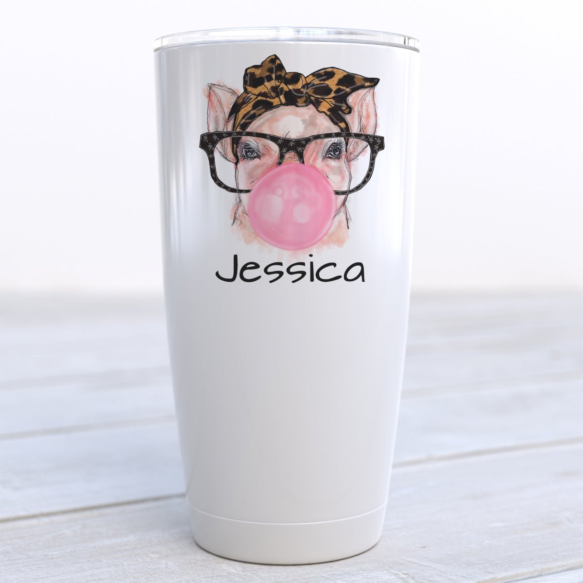 Personalized Pig Bubblegum Travel Cup - Zookaboo
