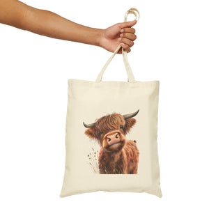 Highland Cow Cotton Canvas Tote Bag