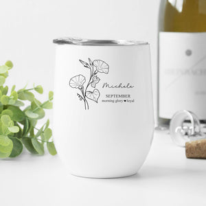 Personalized Birth Month Flower Wine Tumbler