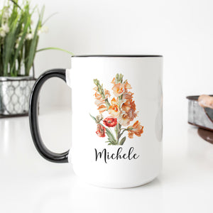 Personalized August Birth Month Flower Mug