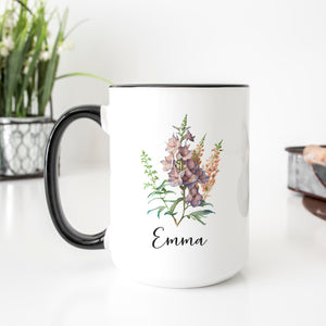 Personalized July Birth Month Flower Mug