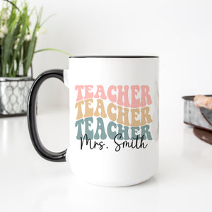 Wavy Retro Teacher Mug