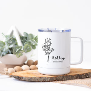 Personalized Bridesmaid Wildflower Stainless Steel Cup
