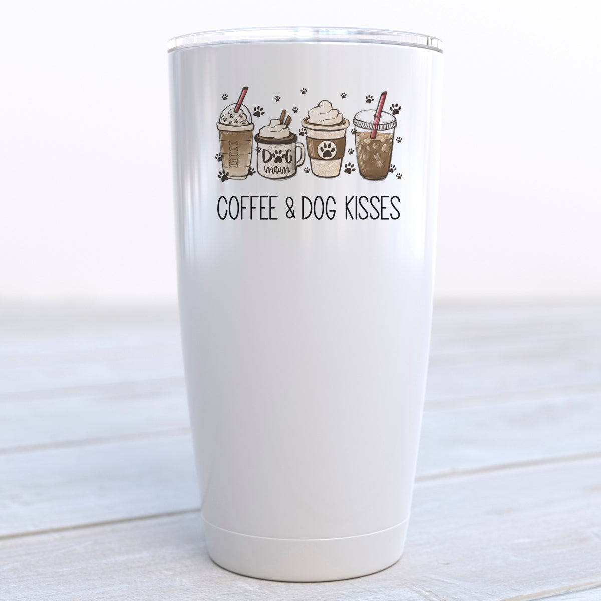 Coffee and Dog Kisses Travel Tumbler Cup