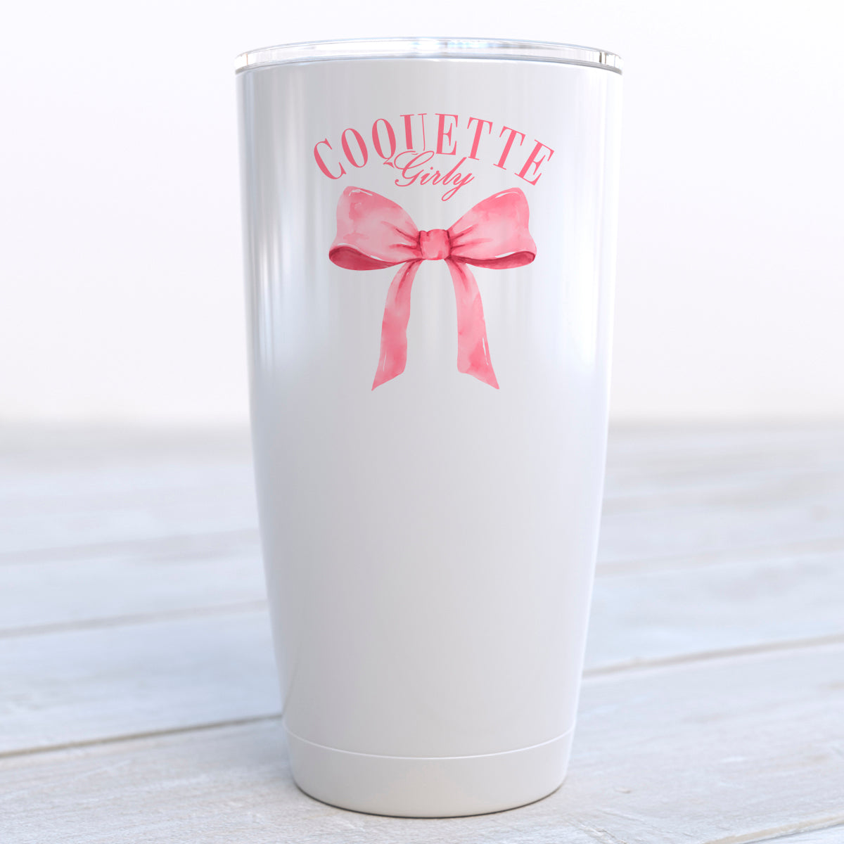 Coquette Girly Pink Bow Travel Coffee Cup