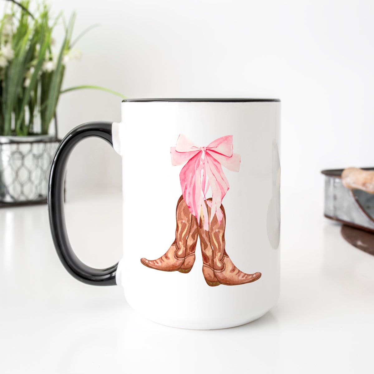 Coquette Pink Bow Cowgirl Boots Mug