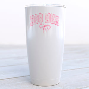 Dog Mom Pink Bow Travel Coffee Cup