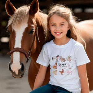 Kids Farm Animals with Pink Bows T Shirt
