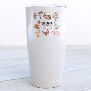 Farm Animals with Pink Bows Travel Coffee Cup
