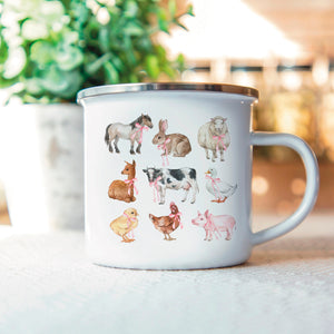 Farm Animals with Pink Bow Camping Cup
