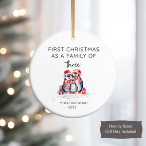 First Christmas As a Family of 3 Ornament - Three Family Design Choices