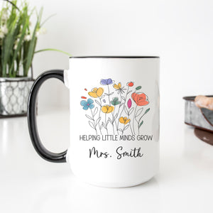 Helping Little Minds Grow Wildflower Personalized Teacher Mug