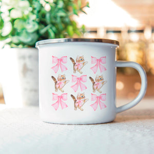 Cute Kittens with Coquette Pink Bows Kids Camp Cup