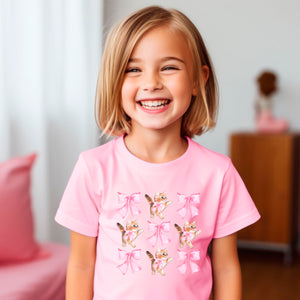 Cute Kittens with Pink Bows Girls T Shirt