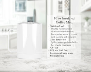 Custom Name Minimalist Heart Steel Coffee Cup