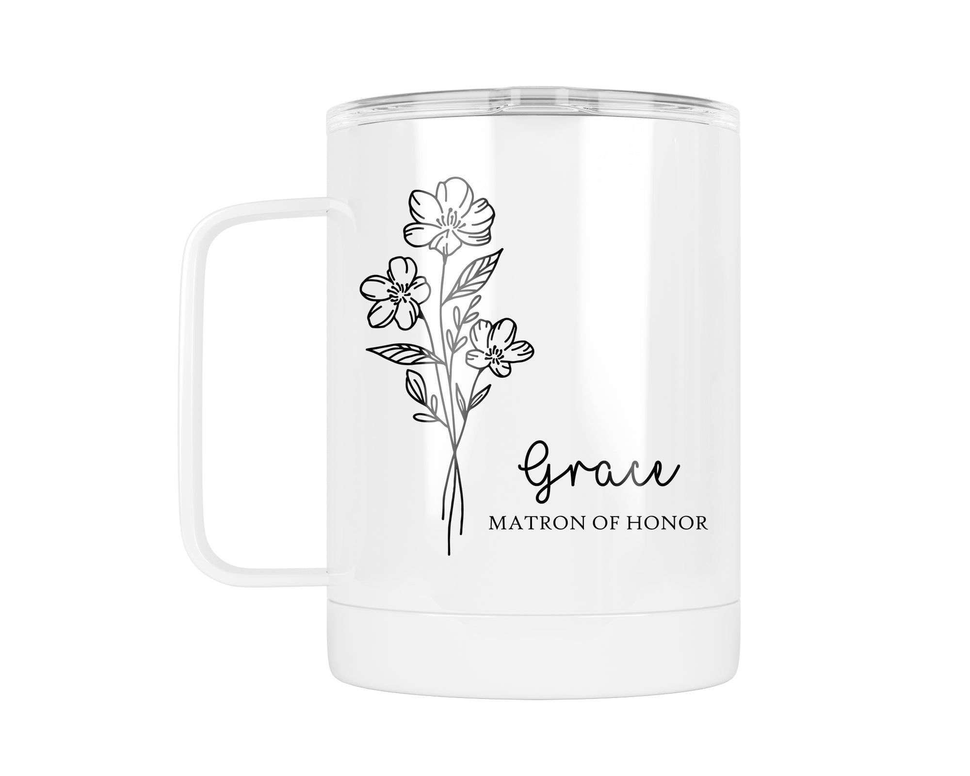 Personalized Matron of Honor Wildflower Stainless Steel Cup