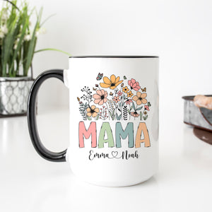 Personalized Pastel Wildflower Mama Mug