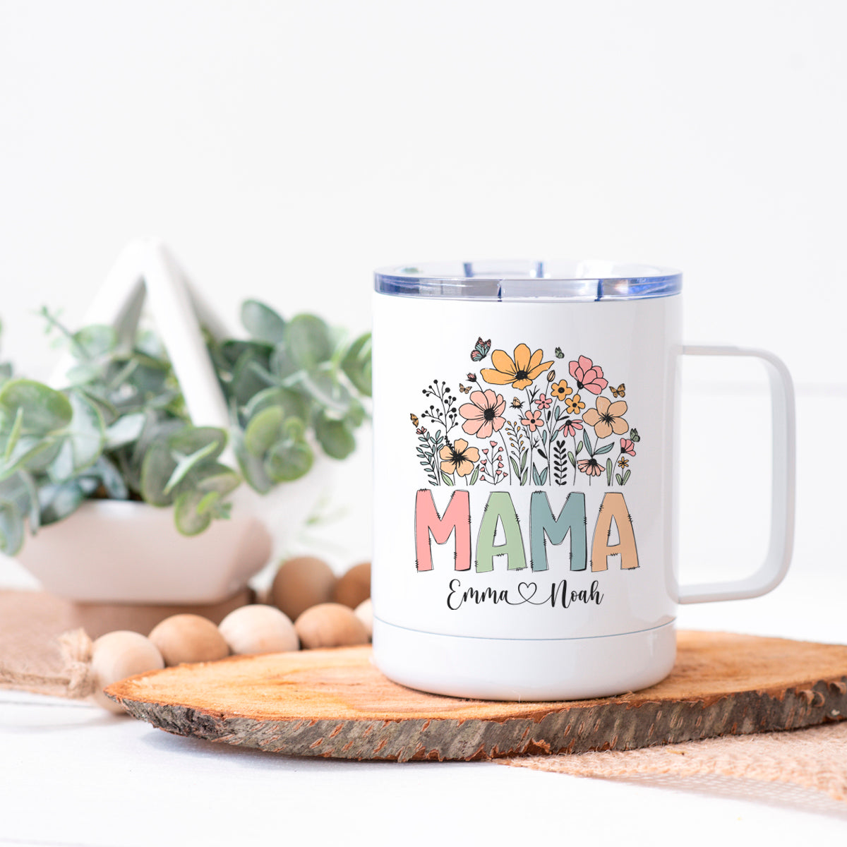 Personalized Mama Wildflower Stainless Steel Coffee Cup