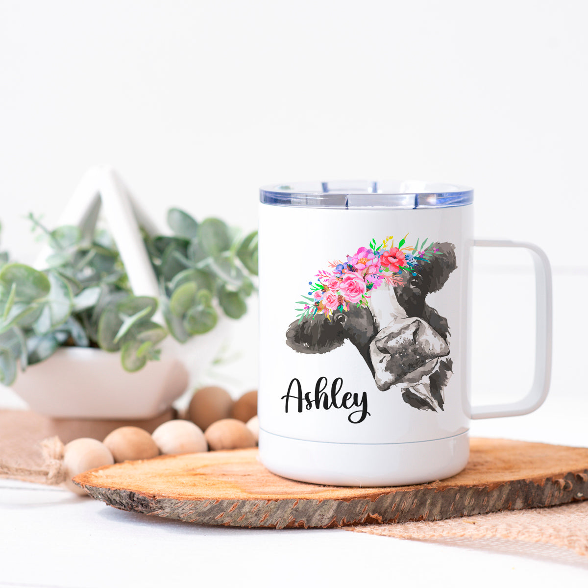 Personalized Cow Stainless Steel Coffee Cup