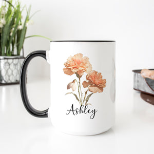 Personalized January Birth Flower Mug