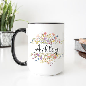 Personalized Split Wildflower Mug