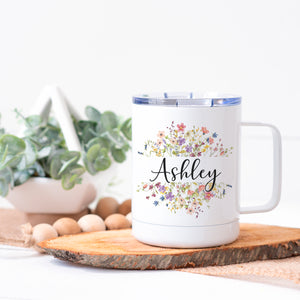 Personalized Wildflower Steel Coffee Cup