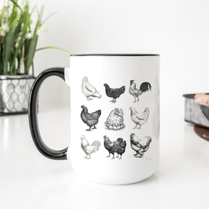 Silhouette Chicken White Ceramic Coffee Mug