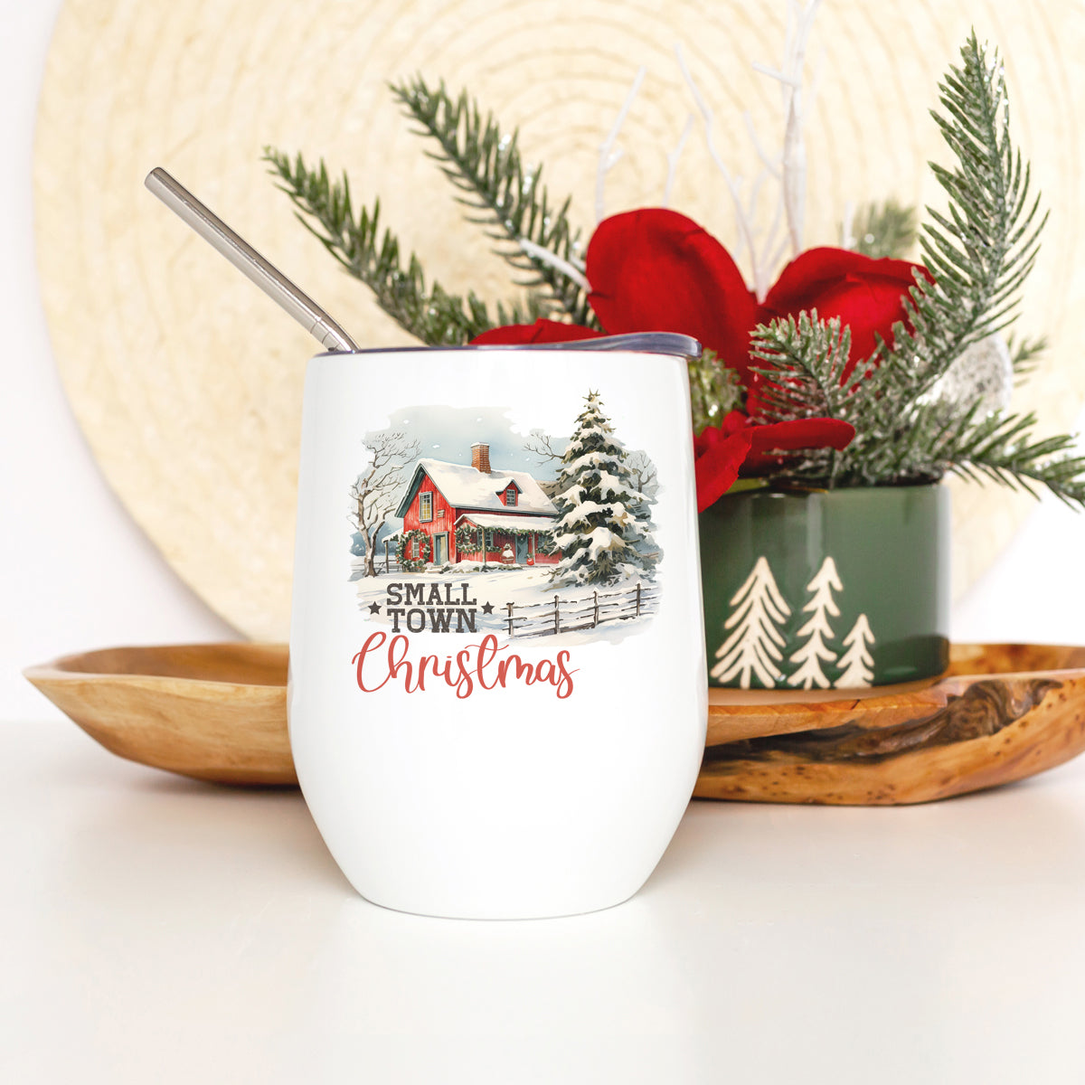 Small Town Christmas Wine Cup