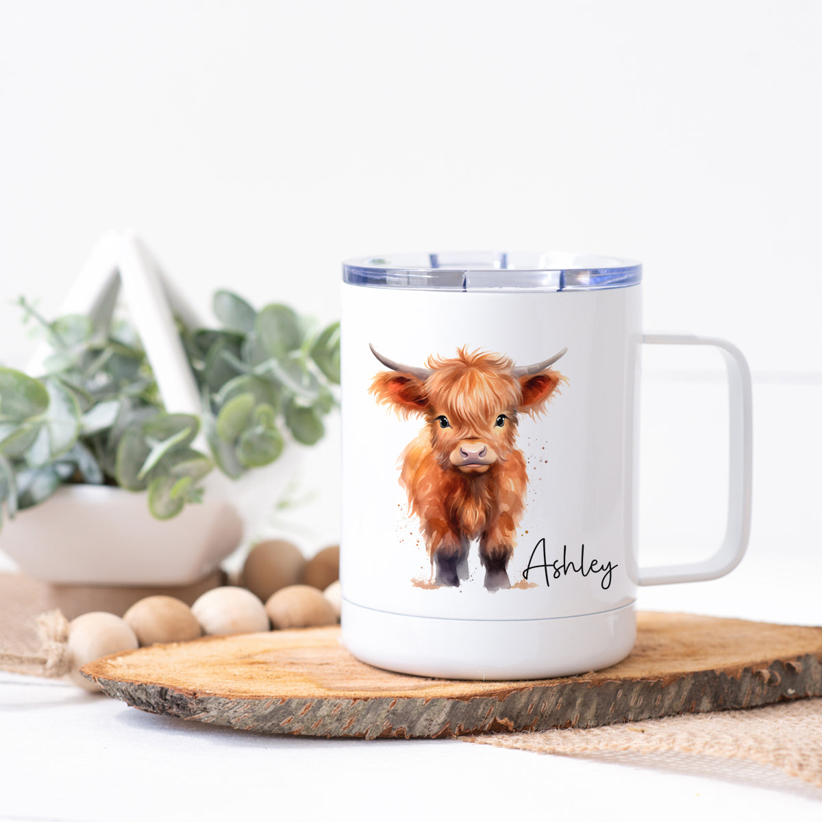 Personalized Standing Highland Cow Stainless Steel Cup