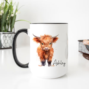 Personalized Standing Highland Cow Mug