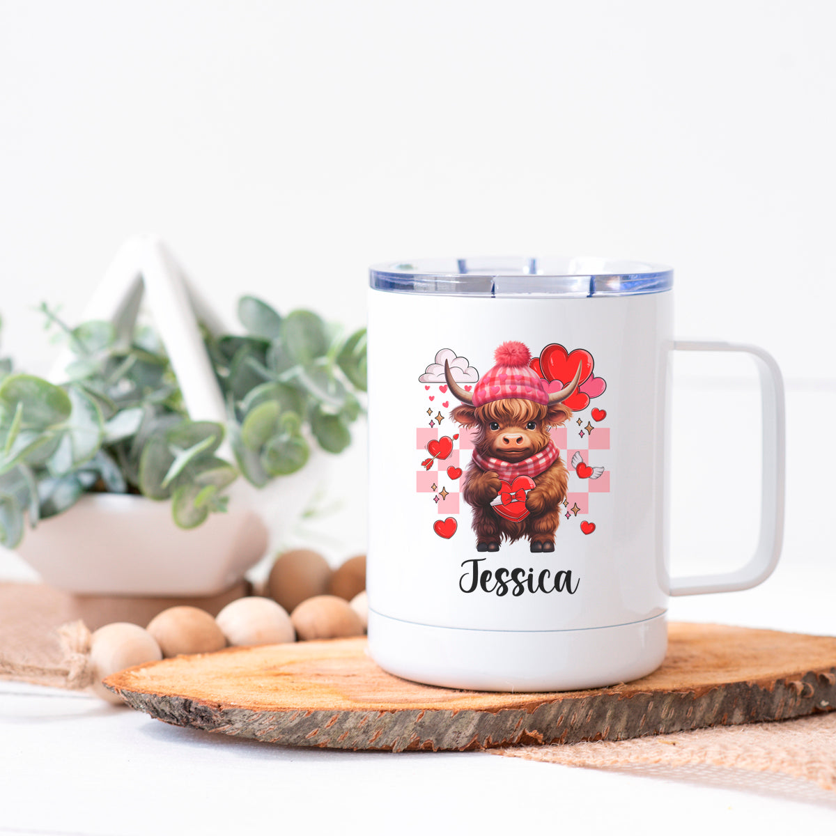Personalized Valentine Highland Cow Coffee Cup