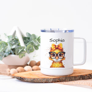 Personalized Cute Yellow Chick Stainless Steel Coffee Cup