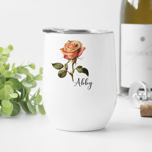 Personalized June Birth Month Flower Wine Tumbler