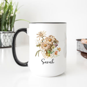 Personalized April Birth Month Flower Mug