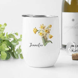 Personalized March Birthday Wine Tumbler