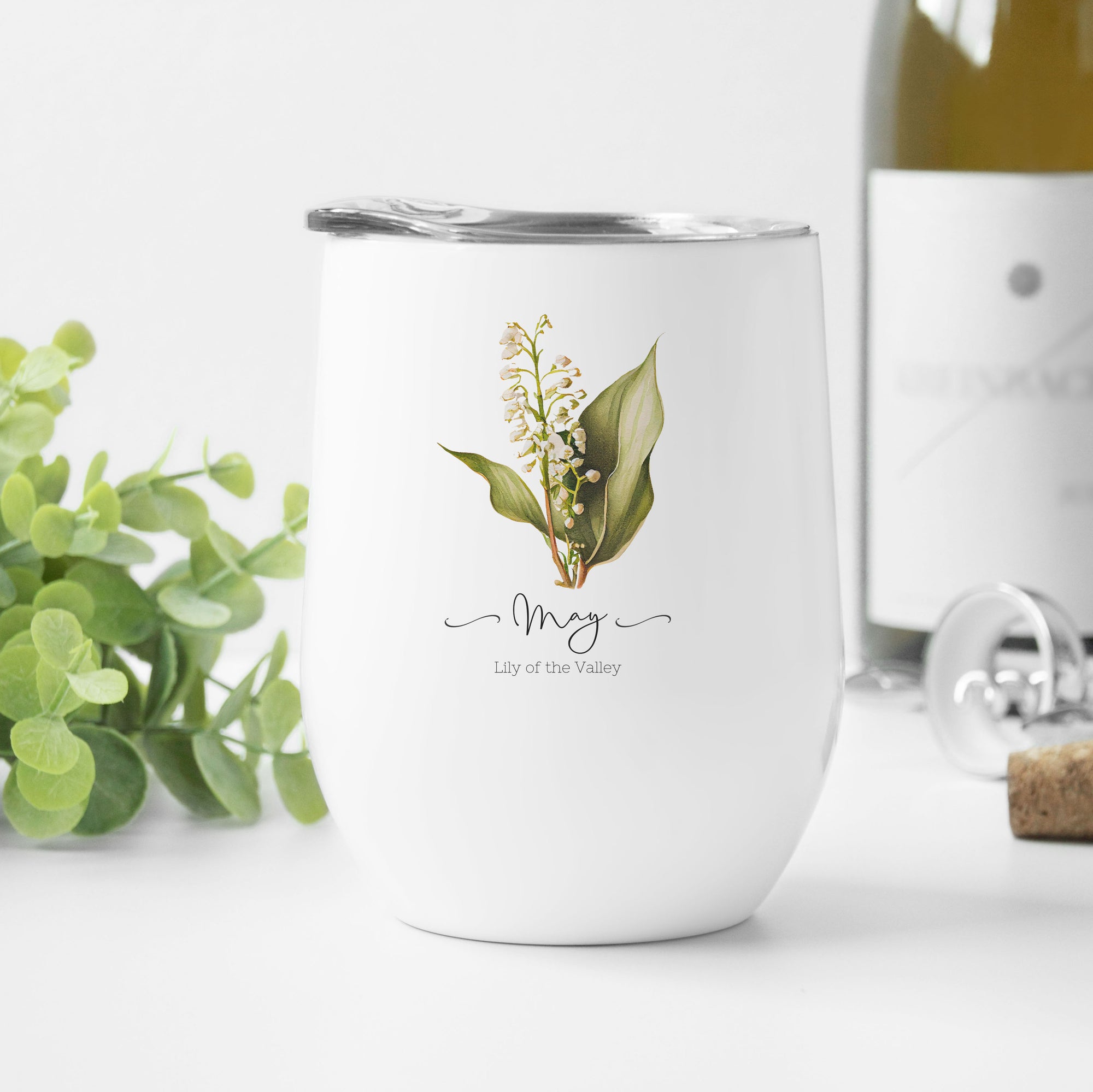 May Birth Month Flower Lily of the Valley Wine Tumbler