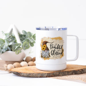 Thankful and Blessed Gnome Stainless Steel Coffee Cup