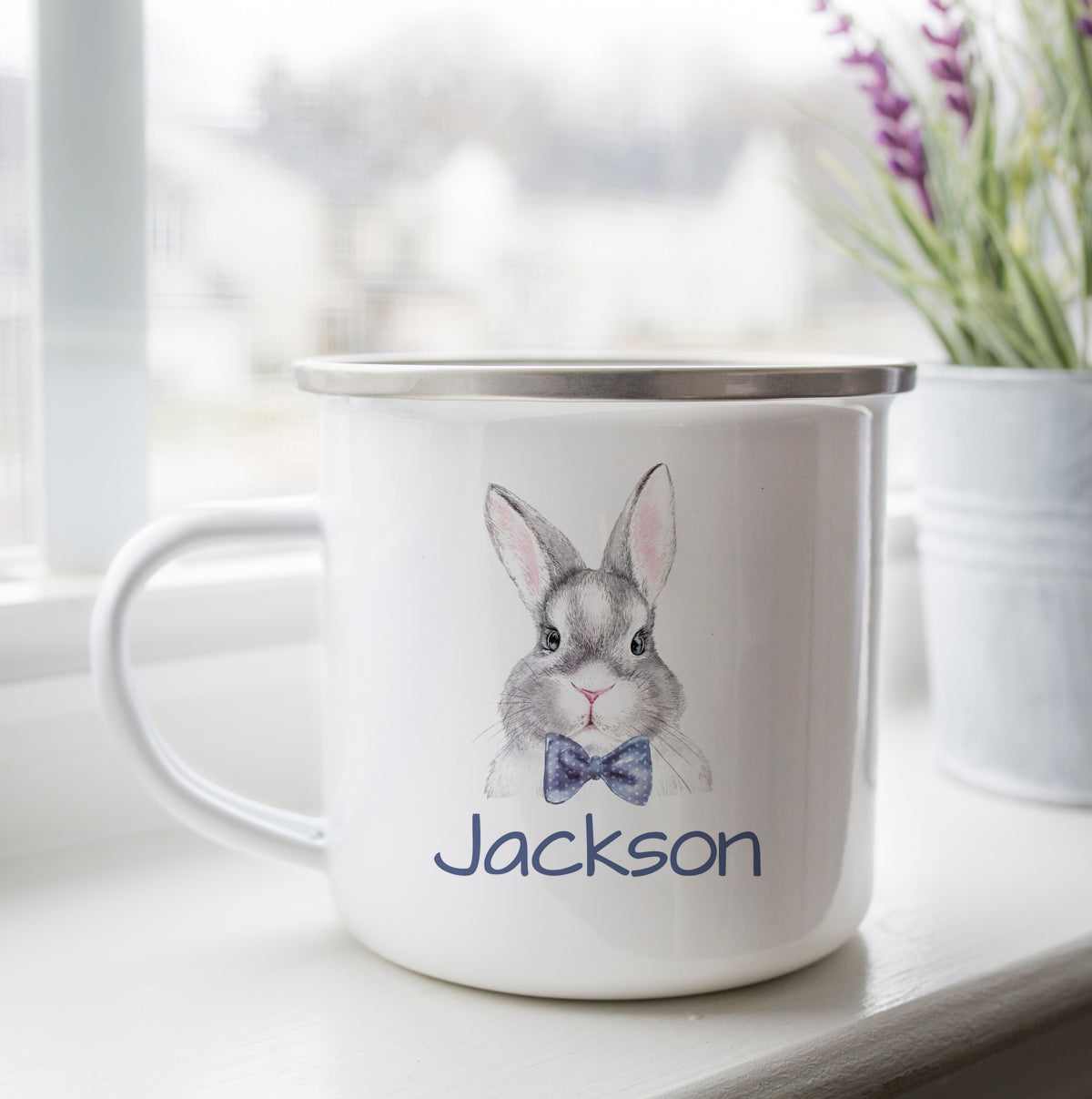 Personalized Bunny with Bowtie Camp Cup